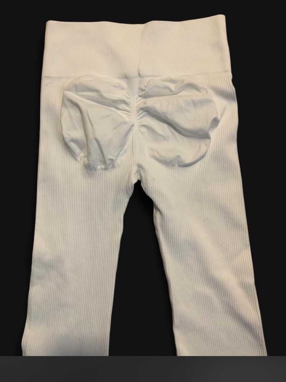 White Ribbed Flare Leg Pants - Picture 3 of 3